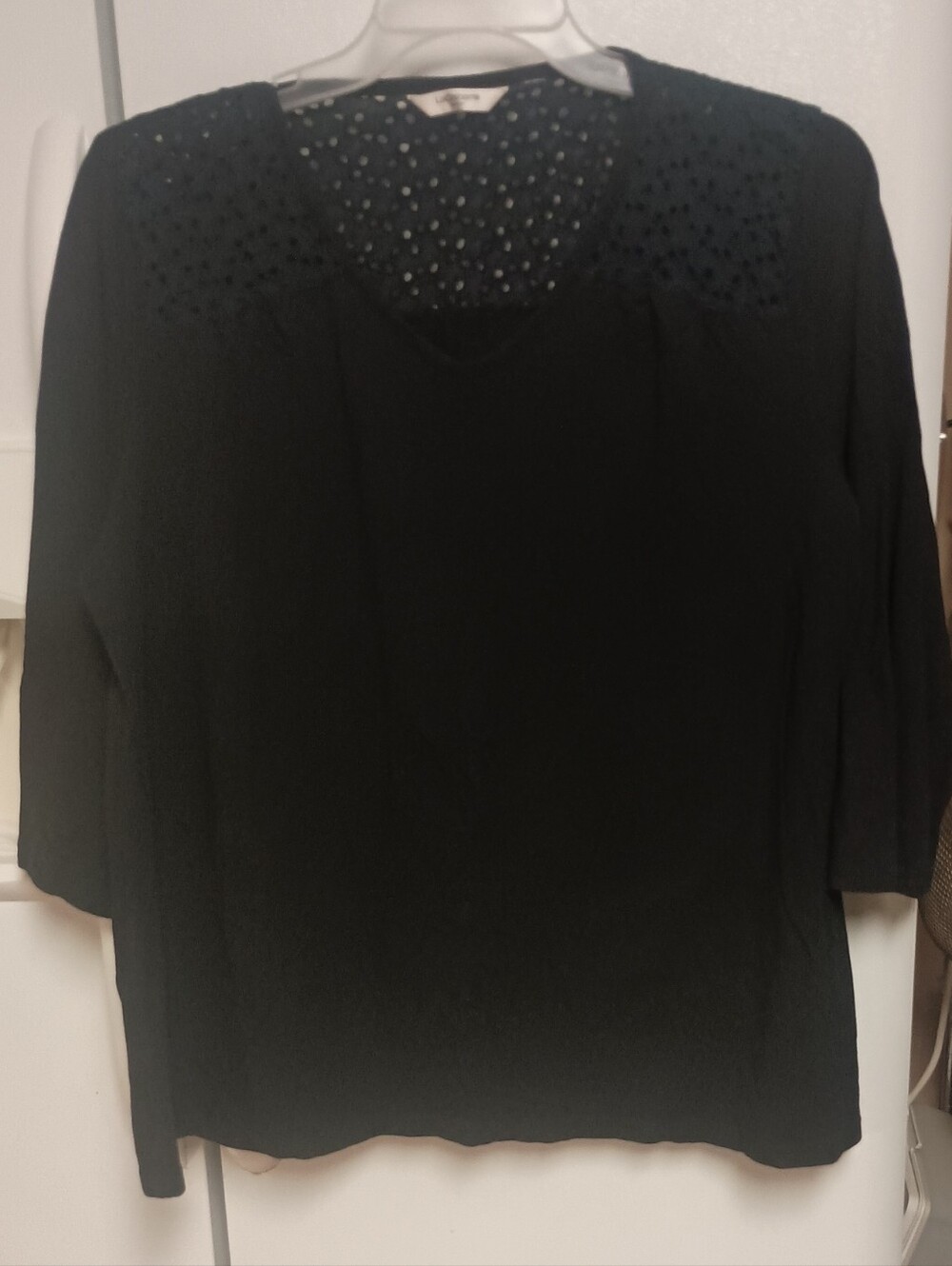 Liz Claiborne Black Lace Yoke Tunic Top 3/4 Sleeve. Women's Size 1X